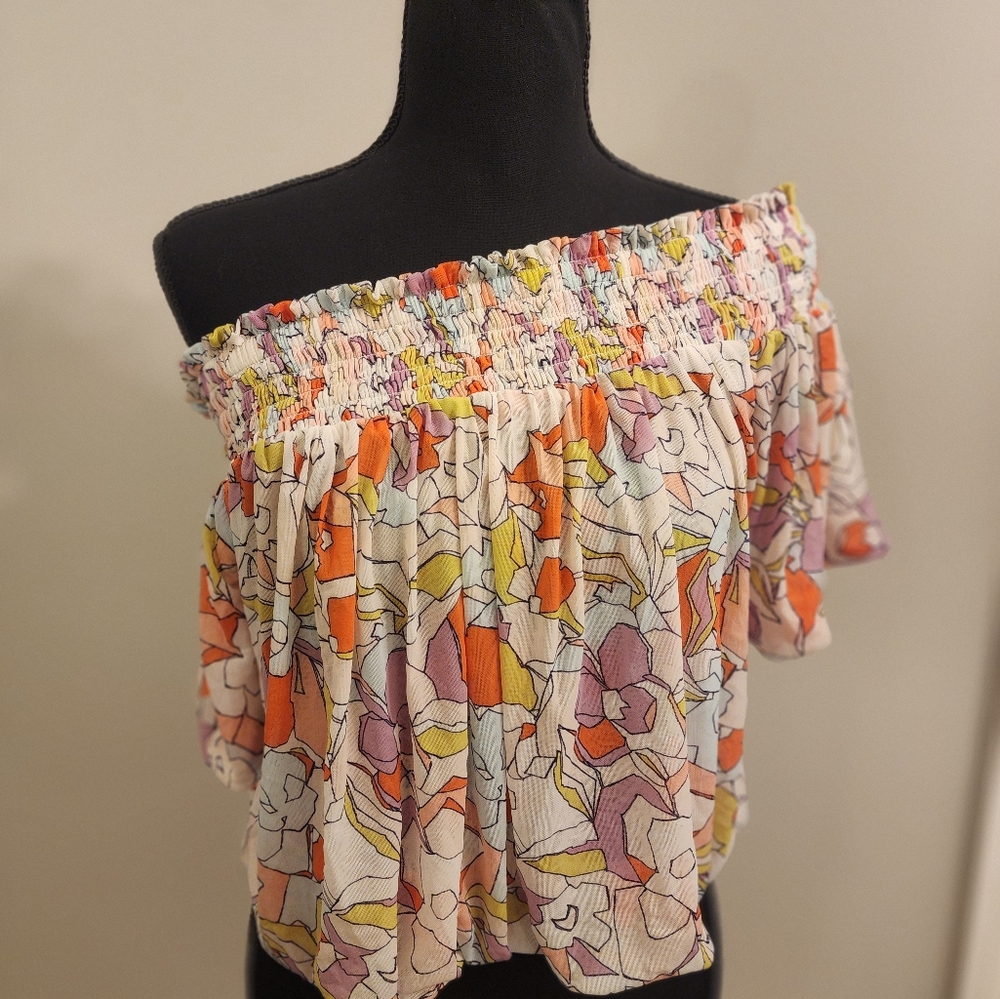 Free people floral off-shoulder top, size small - Picture 2 of 7